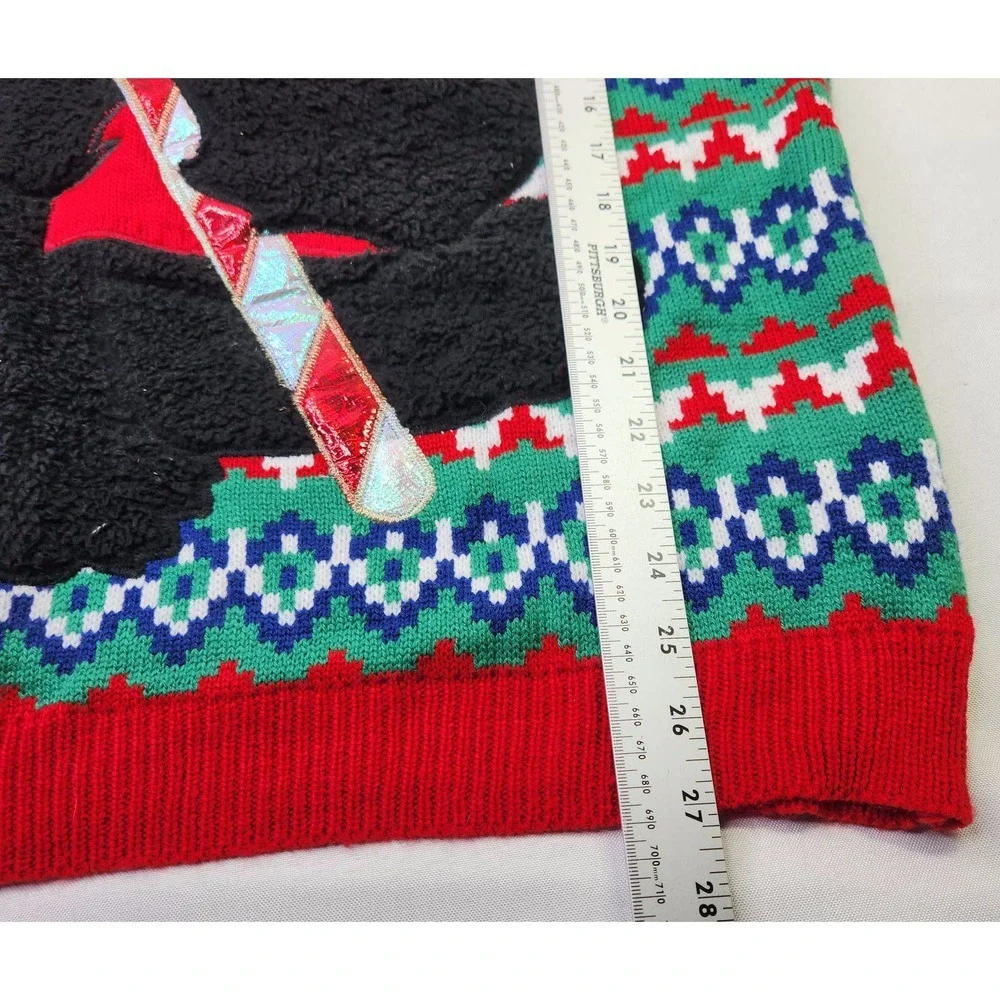 Holiday Time Sweater Mens Med Green Gorilla Candy Cane Ugly Christmas Fair Isle